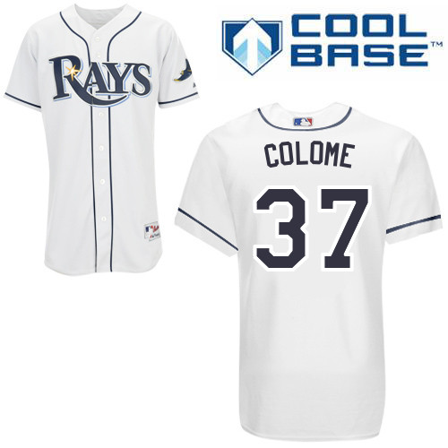 alex Colome #37 MLB Jersey-Tampa Bay Rays Men's Authentic Home White Cool Base Baseball Jersey